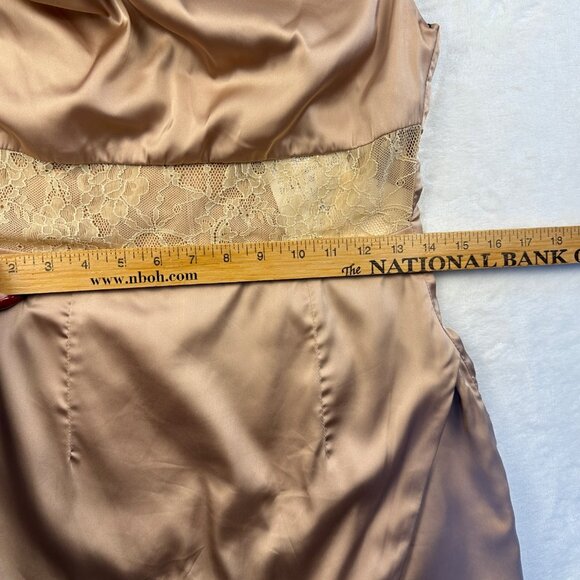 KLEID KATHERINE SUPERDOWN Satin Drape Lace Mini Dress Revolver Nude Size S PARTY - Picture 12 of 16